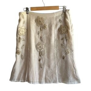 Bandolino Floral Applique Skirt A-Line Midi  Party Career Size 12 Retro